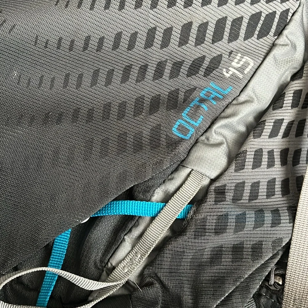 Gregory Light Gray Hiking Backpack with Blue Accents